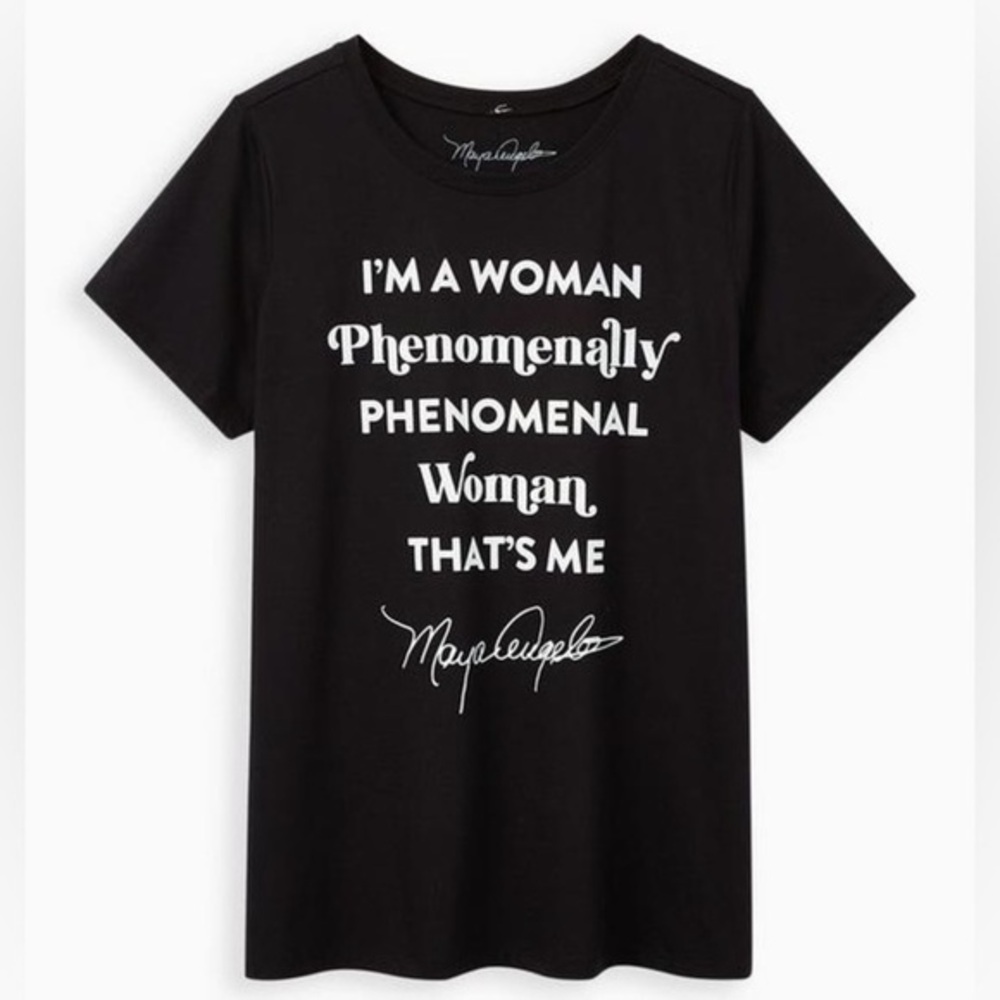 Women’s Torrid 1 Black Graphic Tee Slim Fit Crew Tee Maya Angelou Women 1 1X 1XL